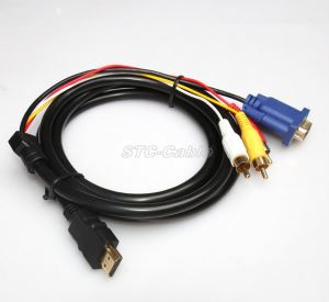 Багатоцільовий VGA до D типу HDMI кабель з трьома Rca Jack